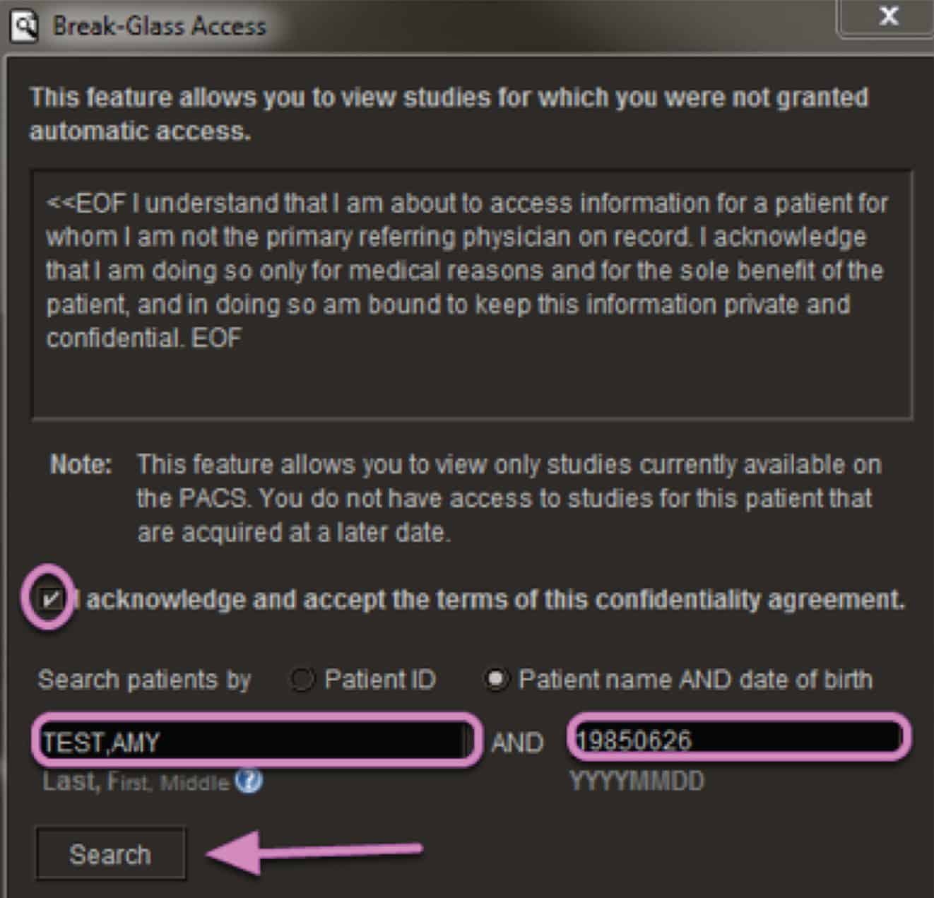 Step-two of how to access Break-Glass