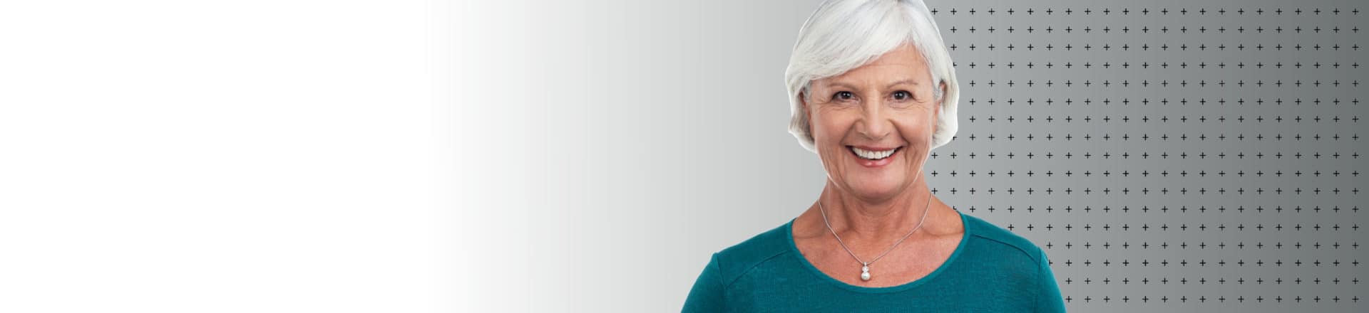An elderly woman smiling