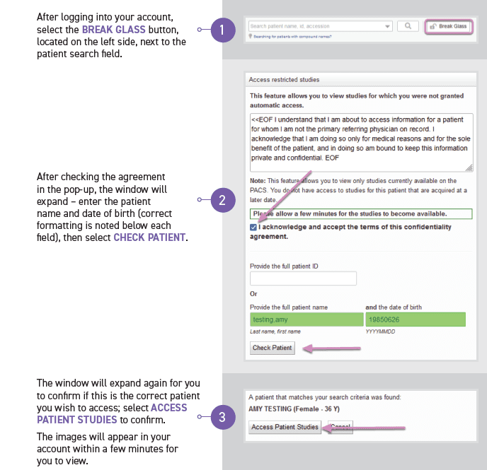 Steps on how to access images from 'Break Glass'