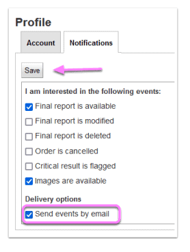 Snippet of InteleViewer's Notification Settings