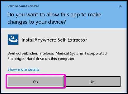 Snippet of how to install InteleViewer