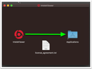 Snippet showing how to drag InteleViewer into the applications folder