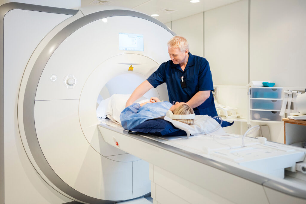 a patient undergoing an MRI scan