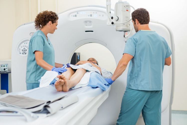 Patient undergoing MRI imaging 